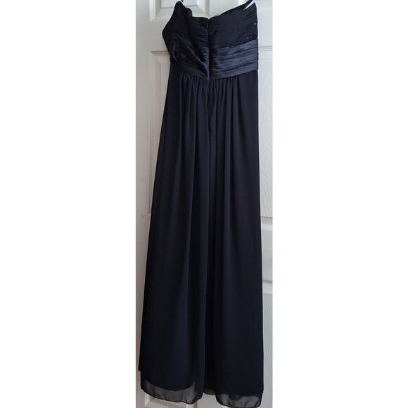 BILL LEVKOFF Strapless Sweetheart Chiffon Empire Waist Full Gown Dress Black 14 - Picture 5 of 10